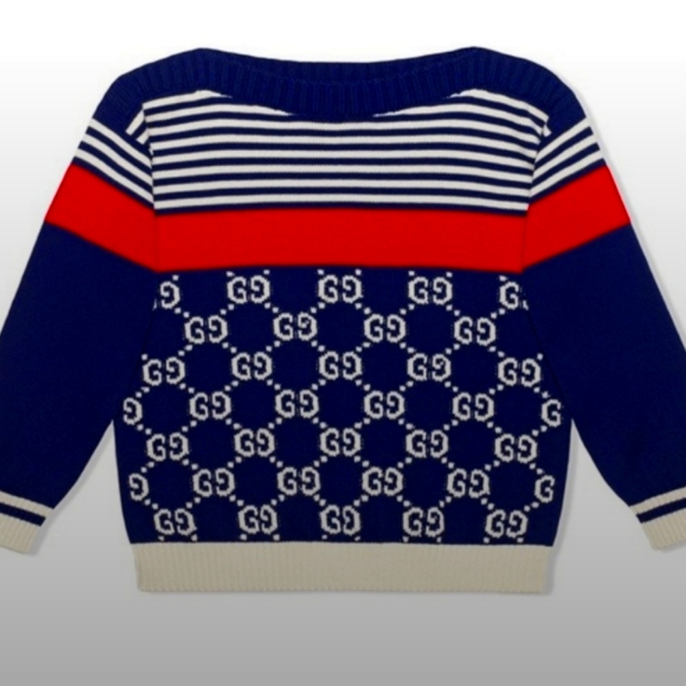 Gucci Kids Children's GG and stripes knit sweater EUC
